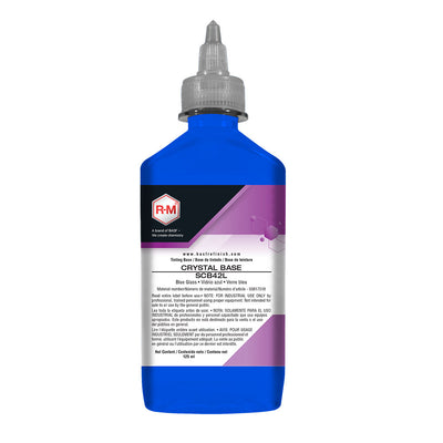 Blue bottle with a label on a white background