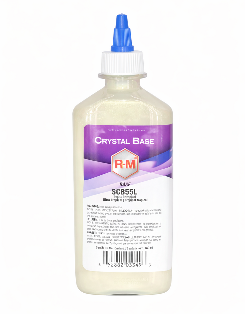 Bottle of RM Crystal Base on a white background