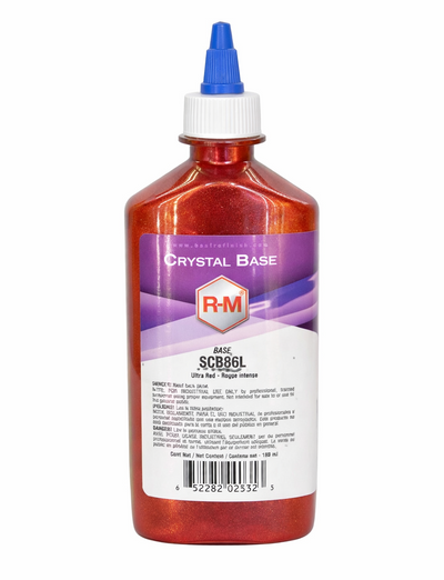 Bottle of RM Crystal Base on a white background