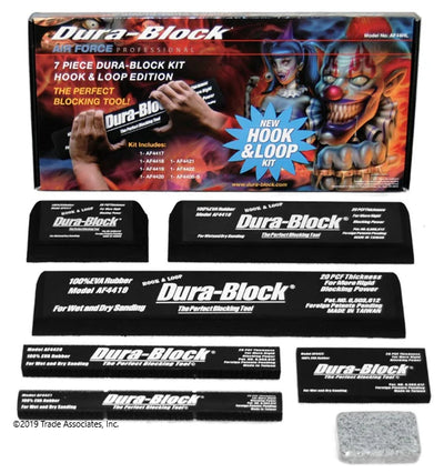 DURA-BLOCK AF44HL 7-piece hook & loop sanding block kit for automotive surface preparation