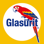 Glasurit logo with a colorful parrot on a yellow background