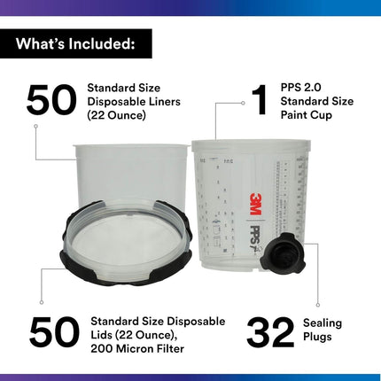 3M 26000 -  PPS Series 2.0 Spray Cup System Kit, Standard, 22 fl oz, 650 mL, 200 Micron Filter