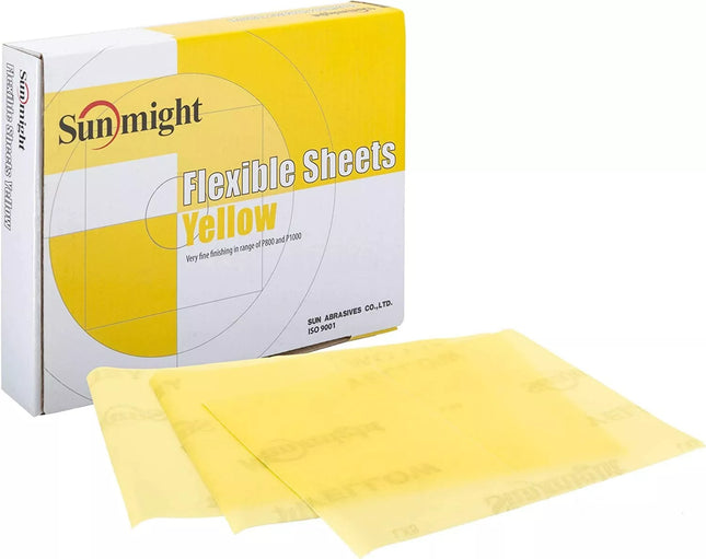 SUNMIGHT 60119 - 800/1000 Grit Yellow Flexible Sheets 5.25in x 6.75in (25 Pcs)
