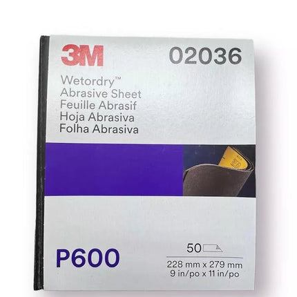 3M Wetordry Abrasive Sandpaper Sheet (02036, 2036), 600 Grit, 50 Count